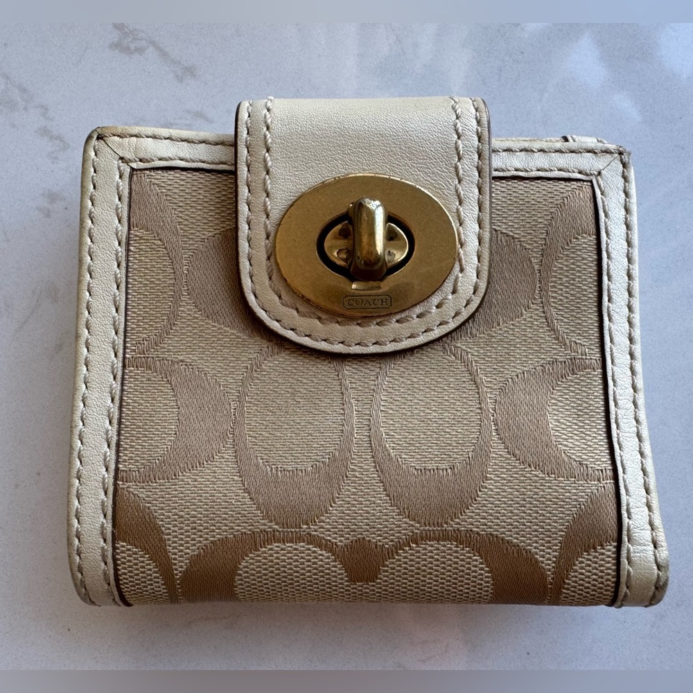 Coach Beige and Gold Wallet